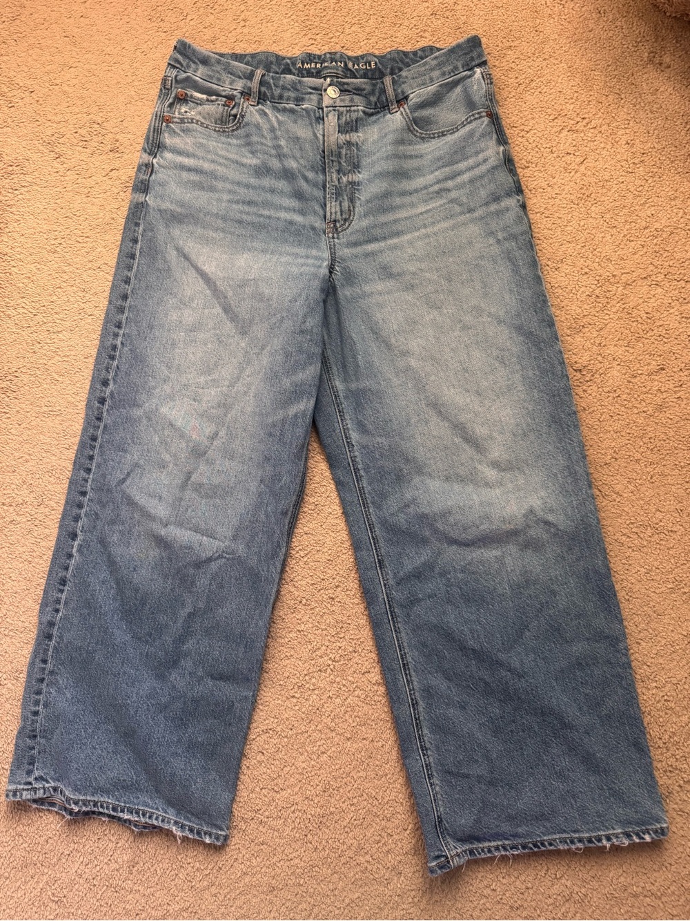 American Eagle Outfitters Jeans Curvy Super High-Rise Baggy Straight 14 Short